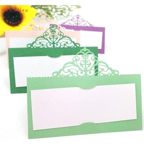 100Pcs Seat Card Laser Cut Crown Place Escort Card Pearlscent Paper Cards Wedding Birthday Party Decoration 2018 5ZSH873