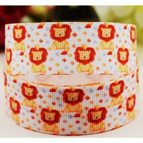 22mm 25mm 38mm 75mm lion cartoon printed Grosgrain Ribbon party decoration 10 Yards X-03692