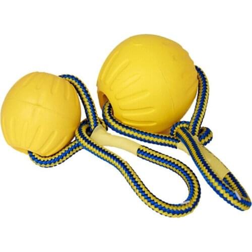 7/9CM Pet Dog Training Toy Ball Indestructible Solid Rubber Balls Chew Play Fetch Bite Toy with Carrier Rope Bite Resistant