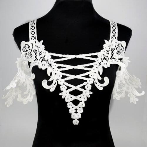 White Floral Lace Collar Fabric Trim DIY Embroidery Lace Neckline Applique Sewing DIY Craft Supplies BW085