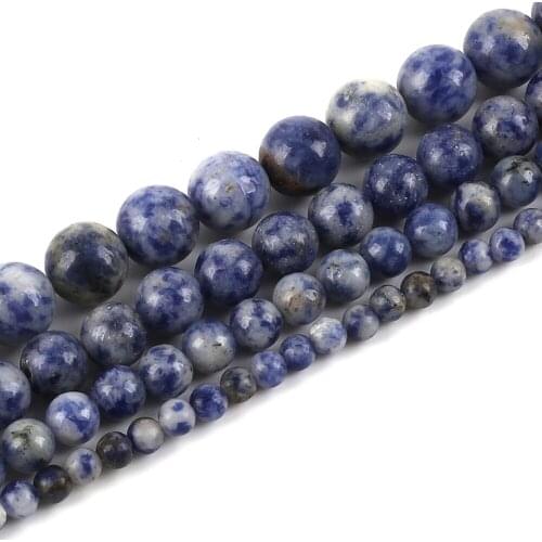 38-95pcs 4/6/8/10mm Dot White Blue Vein Sodalite Natural Stone Beads For Jewelry Making DIY Bracelet Necklace
