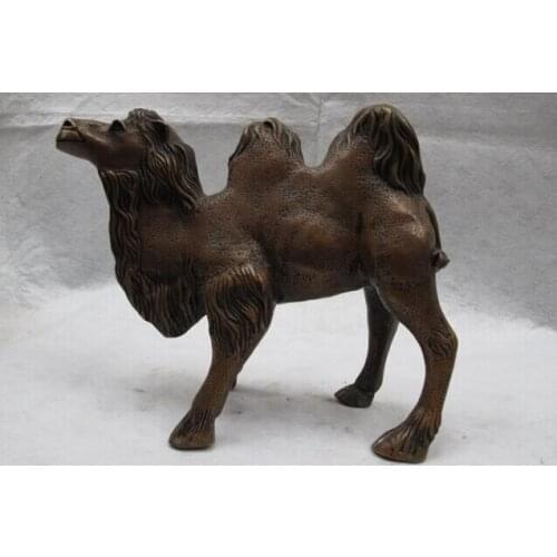 Fast shipping USPS to USA S0368 9" Chinese Folk classical Copper Bronze lovely desert llama camel Art Statue