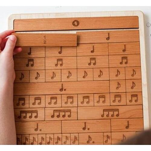 Wooden Childrens Puzzle Toys Music Notes Baby Learning Wood Toys House Carving Arts Crafts Decoration
