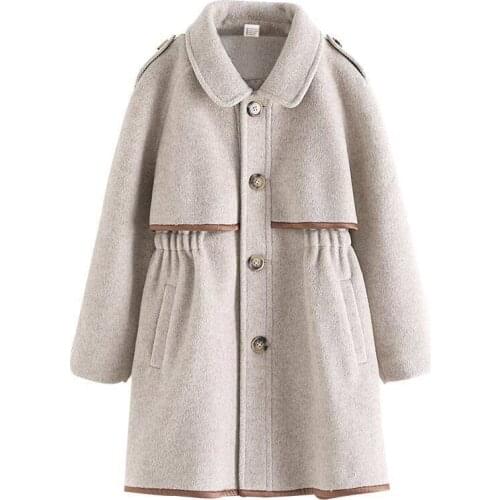 Children Girls Coats Outerwear Winter Kids Jackets Woolen Long Sleeve Solid Color Warm Clothes For 4 6 8 10 12 Years Old Casual