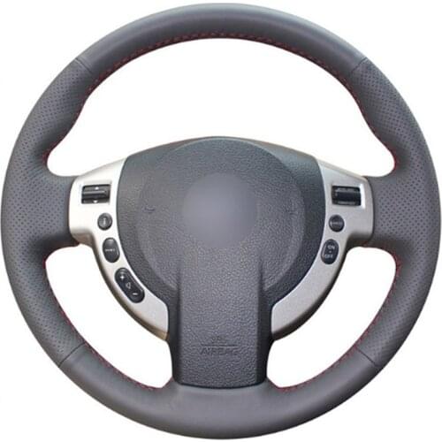 DIY Sewing-on PU Leather Steering Wheel Cover Exact Fit For Nissan QASHQAI X-Trail NV200