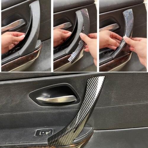 For BMW 3 Series E90 E91 E92 316 318 320 325 328i Carbon Texture Car Interior Door Armrest Handle Pull Frame Cover Trim