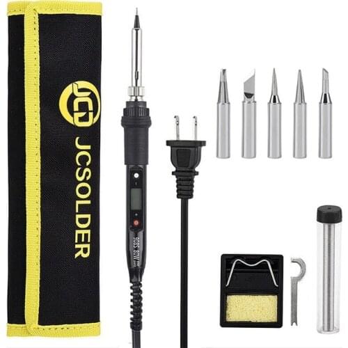 Electrin Soldering Iron Adjustable Temperature Welding Soldering Iron 80W 220V Kit Pure Copper Tips Ceramic Heater Solder Tools