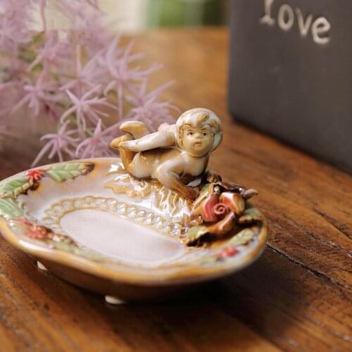 European Pastoral Village Angel Home Furnishing Bathroom Supplies Fruit saucer Ceramic Dish Soap Box Sushi dish Small plate gift