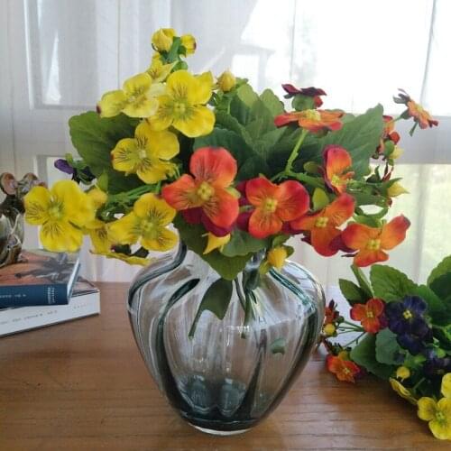 Htmeing artificial flowers Artificial Pansy Flowers Silk Fake Butterfly Orchid Flower Home office Wedding Decoration 25CM