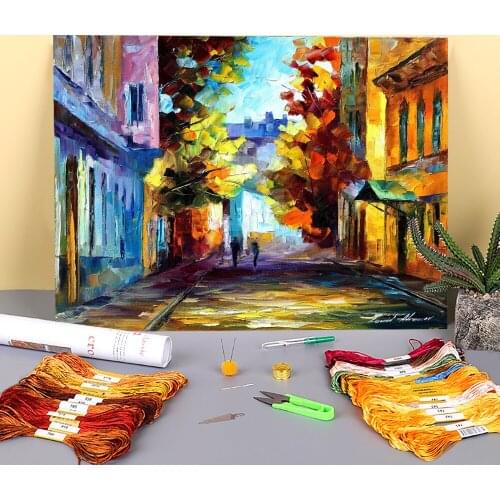 Oil Painting Style October Printed Canvas 11CT Cross Stitch DIY Embroidery Kit DMC Threads Needlework Painting Sales