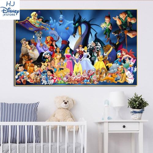 Disney Family Snow White Mickey Minnie Canvas Paintings Princess Disney World Poster Print Wall Art Picture for Home Room Decor
