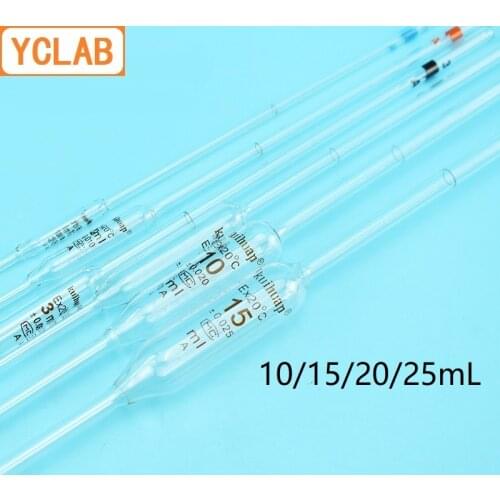 YCLAB 10/15/20/25mL Volumetric Pipettes Glass Class A with One Mark and Belly Laboratory Chemistry Equipment
