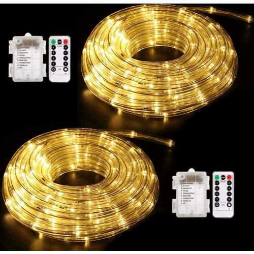 LED Rope Lights Battery Powered Fairy String Lights with Remote Control Garden Tube Lighting Strings Christmas Holiday Decor