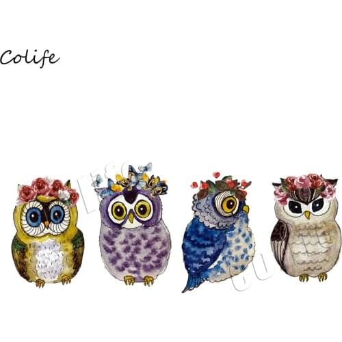 Cute Owls Patch Iron On Clothes Heat Transfers Stickers Patches DIY Handmade Decoration Appliques for Jeans Coats T-shirt