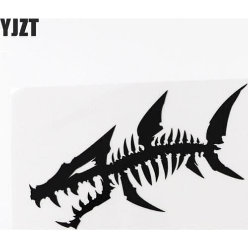 YJZT 16.3CM×10.2CM Personality Skeleton Bony Fish Decal Car Stickers Vinyl 13D-1062