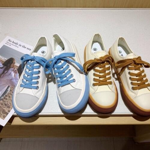Girls Canvas Shoes Thick Bottom Color Matching Women Gumshoes Green White Blue 35-40 Students Leisure Shoes All Match 2021 New