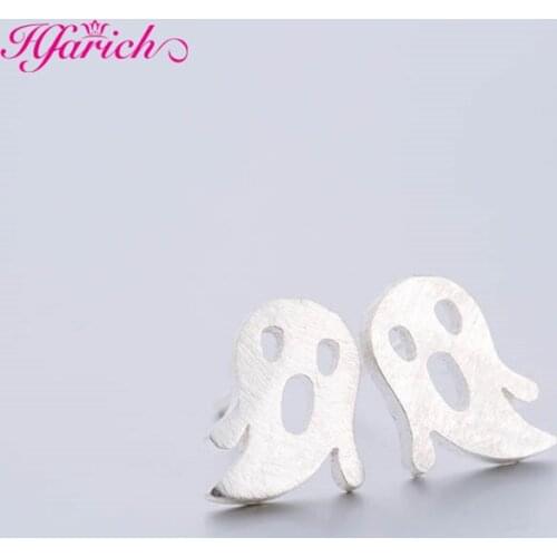 Fashion Silver Color Gothic Earrings for Women Little Devil Ghost Skull Cross Stud Earrings Gift for Girl Jewelry Accessories