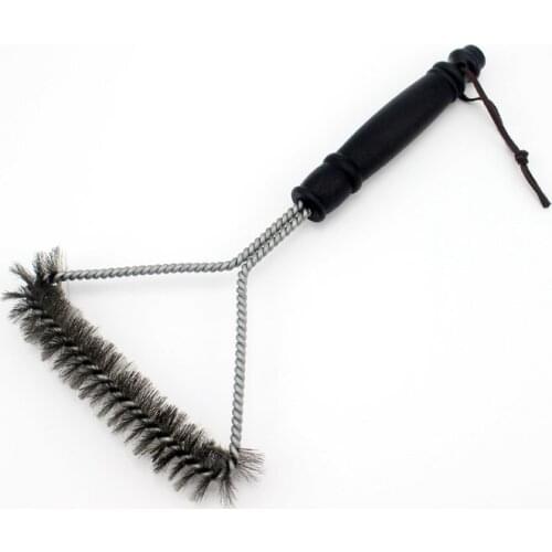 1Pcs 12Inch BBQ Cleaning Brush Stainless Steel Triangle Wire Bristles Grill Barbecue Cooking Tools Plastic Handle for Kitchen