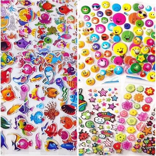10Sheets Childrens 3D Puffy Bulk Cartoon Anime Stickers Early Education Kindergarten Reward Gifts Classic DIY Sticker Boys Girl