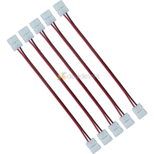 10pcs 10mm 2 pin Two Connectors Wire For LED Strip SMD 5050 5630 LED Light Single Color strip