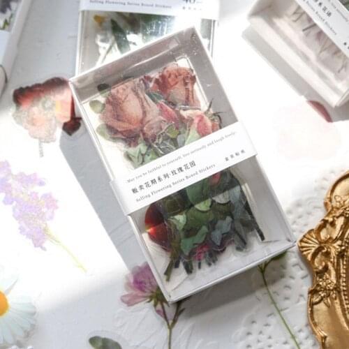 40pcs/box Vintage Flower Stickers for Ablum Diary Scrapbooking Journal Decoration Label Sticker Kawaii Stationery