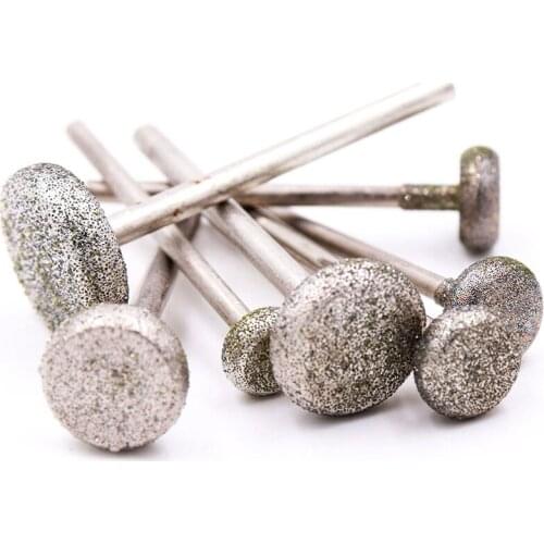 Free Ship Electroplated Emery Round Grinding Head 3mm Shank 5pcs/set Jade Marble Agate Amber Carving Grinding Professional Tools