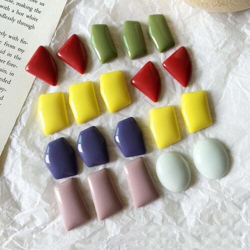 5pcs Unique Irregular Resin Patch Bead For Jewelry Findings Solid Color Geometric Earrings Charms Making Diy Jewelry Bead F340
