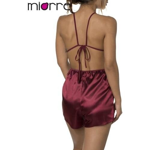 Miorre Burgundy Satin Jumpsuit Nightgown