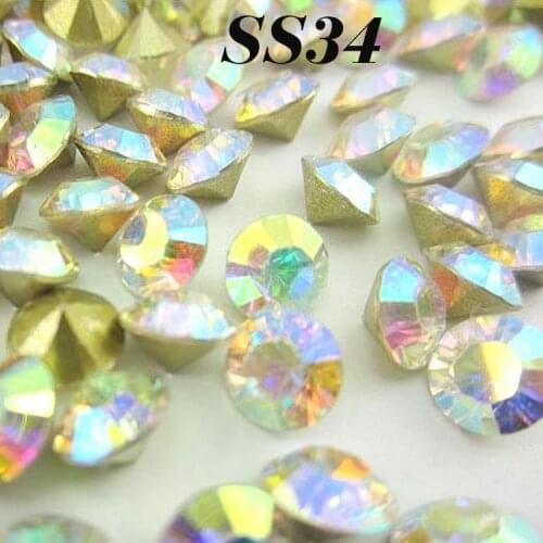 Free Shipping SS34 (7.2-7.4mm) Crystal AB Color 720pcs(5G) Resin Pointback beads,Resin Stones for DIY Decoration