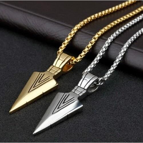 Spearhead Necklace Versatile Pointed Necklace Hip Rock Necklace Steampunk Necklace Mens Pendant Womens Sweater Chain Jewelry