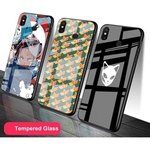 Anime Demon Slayer Kimetsu No Yaiba DIY Tempered Glass Phone Case for Redmi 7A 8 9 NOTE 9 8 7 6 Pro Luxury printed cover shell