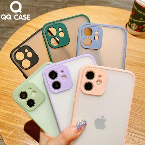 Transparent Matte Frame Phone Case For iPhone 12 Pro Max Mini 11 Pro XS MAX X XR 6 6S 7 8 Plus SE 2020 Camera Protect Back Cover