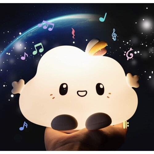 Baby Night Light with Bluetooth Speaker Touch Sensor LED Wall Nursery Lamp LED Soft Cloud Nightlight for Kids Children Birthday