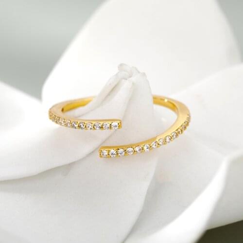 ICFTZWE Simple Shiny Zircon Opening Adjustable Gold Rings for Women Double Layer Luxury Engagement Ring Luxury Jewelry Gift