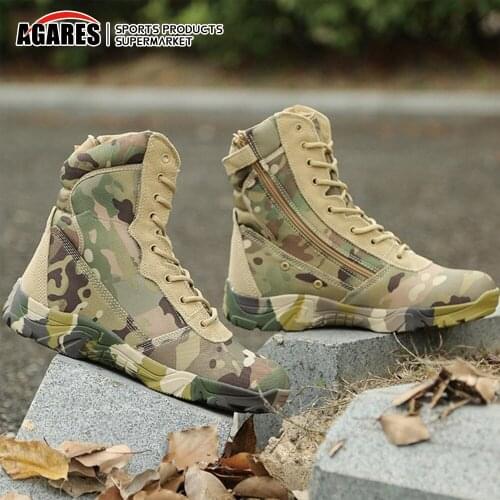 Camouflage Combat Military Boots Men Desert Tactical Boots Wear-resisting Non-slip Army Fans Outdoor Hiking Training High Shoes