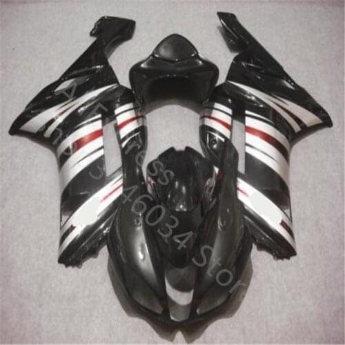 Njection ABS Fairing Kit Bodywork for Kawasaki Ninja ZX6R 07-08 2007-2008 black white Fairing