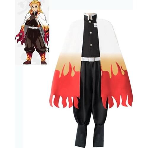Anime Demon Slayer Kimetsu No Yaiba Cosplay Costumes Rengoku Kyoujurou Men Fancy Party Cos Uniforms Clothes for Halloween