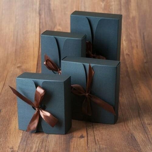 3 sizes Kraft boxes with ribbon,big size wedding favor Gift Package black Box,baby shower favor boxes,Birthday Favor candy box