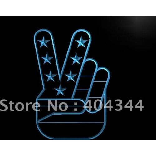LB929- Victory V US Flag Crossover Gift NEW Light Sign home decor crafts