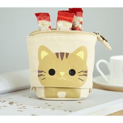 Multifunction Canvas Pencilcase Fashion Telescopic Makeup Brush Table Holder Pouch School Office Pen Case with Zipper