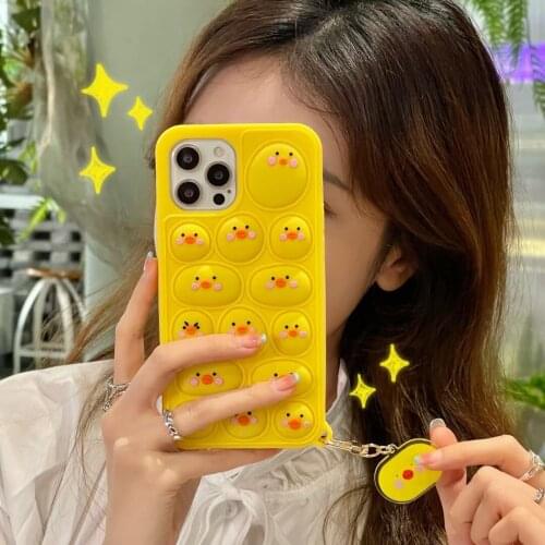 Phone case For iPhone 12 11 Pro Max SE 2 XR XS X 6 6s 7 8 Plus Reliver Stress Fidget Toys Push Bubble Cartoon Soft iPhone Case