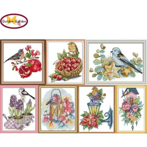 GG Bird and pomegranate Cross Stitch Set Handmade Craft Needlework Cross-Stitch Embroidery Kit Cross Stitch for Home Decor