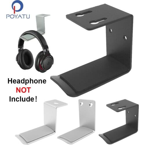 POYATU Headphone Bracket Under Desk Wall Headset Holder Earphone Sticky Display Stand Hanger Earphone Wall Desk Display Stand