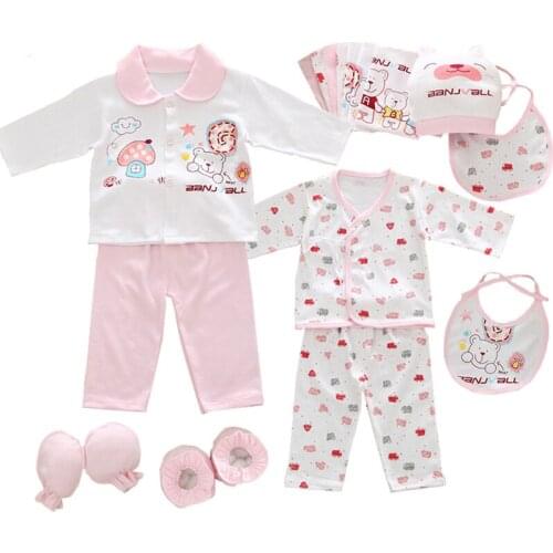 NEW Infant Baby Boys and Girls Sets Cartoon print 18Pcs/lot Clothes Unisex newborn baby New year gift Set for 0-12 Month TZ-004