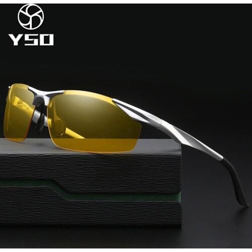 YSO Night Vision Glasses Men Aluminium Magnesium Frame Polarized Night Vision Goggles For Car Driving Anti Glare Glasses 2206