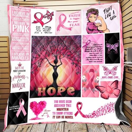 Girl of pink faith and hope Quilted Quilt Throw Blankets Birthday Gifts Bedding Cover Patchwork Tapestry