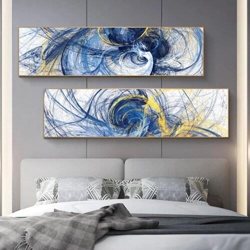 Modern Abstract Canvas Printing Blue Wall Art Painting on Canvas Poster Print Colorful Abstract Line Pictures Living Room Decor