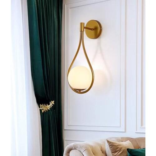 Modern Wall Light Glass Ball Luxury Gold Sconce Living Room Bedroom Bedside Aisle Staircase Nordic Wall Mount Indoor Decor Lamp