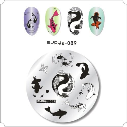 Zjoy Nail Stamping Template 5.5CM Cute Cat Fish Halloween Feather Christmas Flower Image Nail Art Stamping Plate Manicure