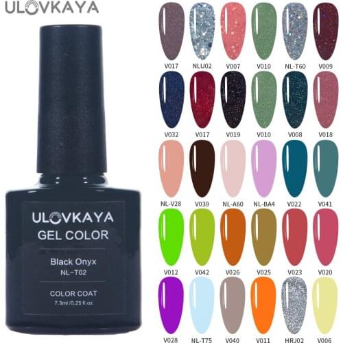 ULOVKAYA 7.3ml Glitter UV Gel Nail Polish Dairy Colors Nail Art Gel Sequins For Nail Design Base Top Coat Nail Gel Varnishes